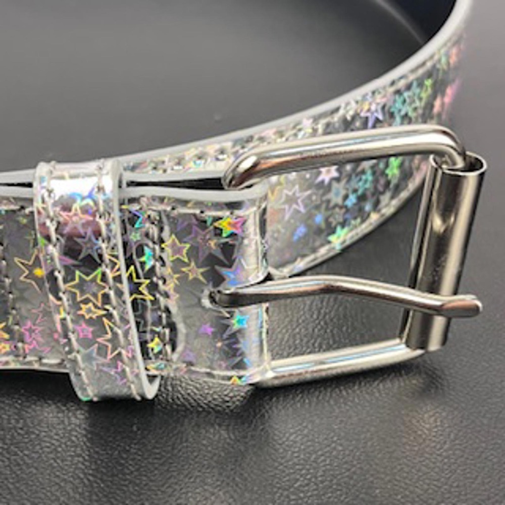 Holographic Star Print Y2K Retro Belt - Stylish & Fun Size S / M